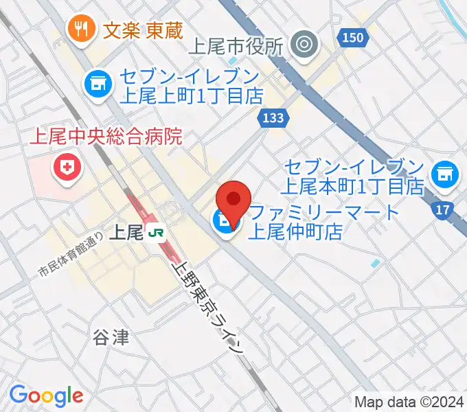 ワイワイミュージックスタジオの地図