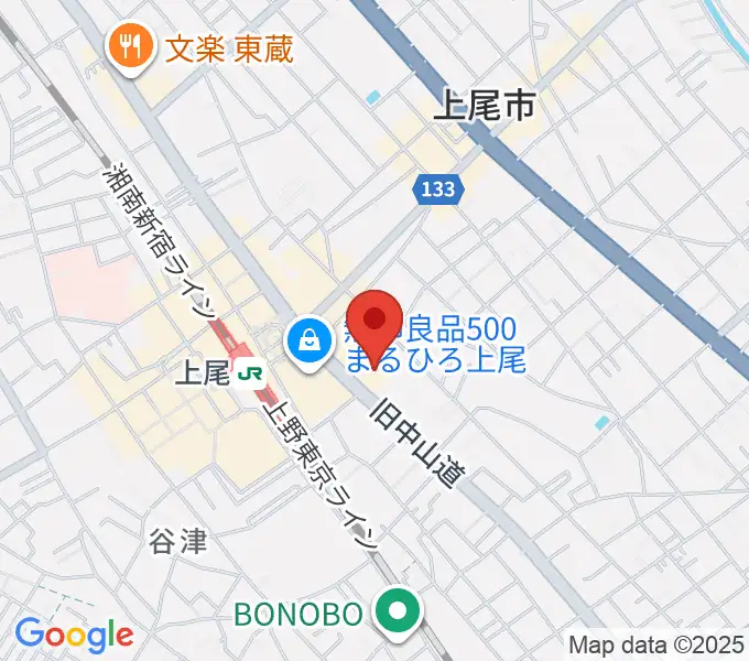 ワイワイミュージックスタジオ 上尾店の地図