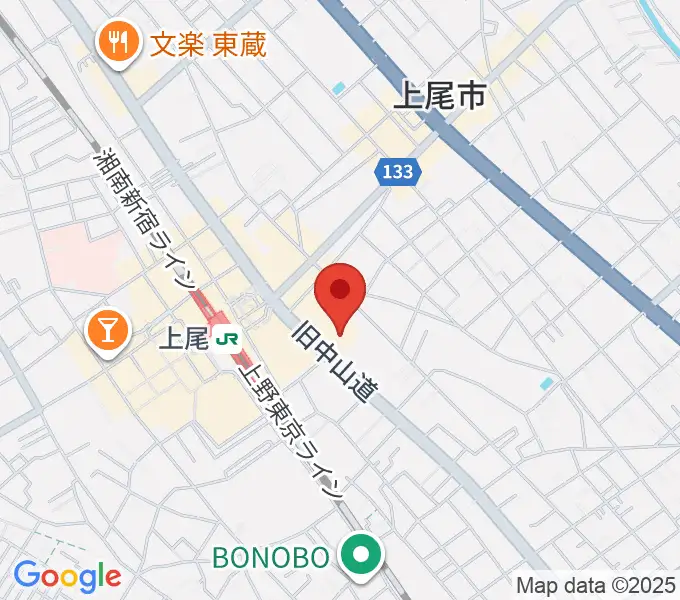 ワイワイミュージックスタジオ 上尾店の地図