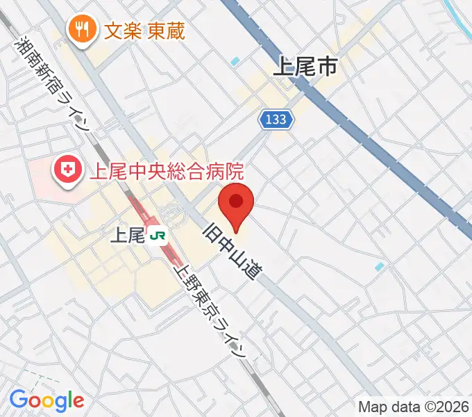 ワイワイミュージックスタジオ 上尾店の地図