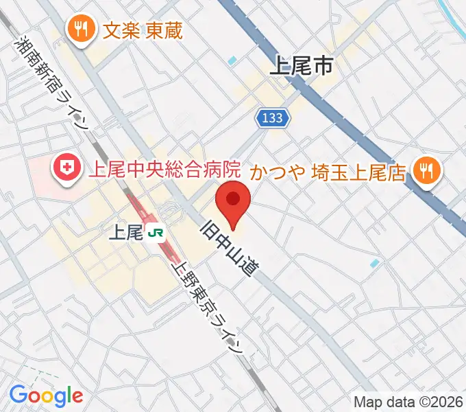 ワイワイミュージックスタジオ 上尾店の地図