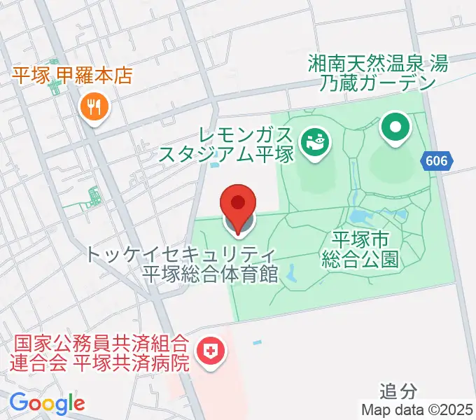 トッケイセキュリティ平塚総合体育館の地図