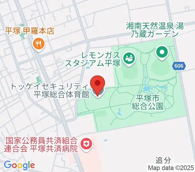トッケイセキュリティ平塚総合体育館の地図