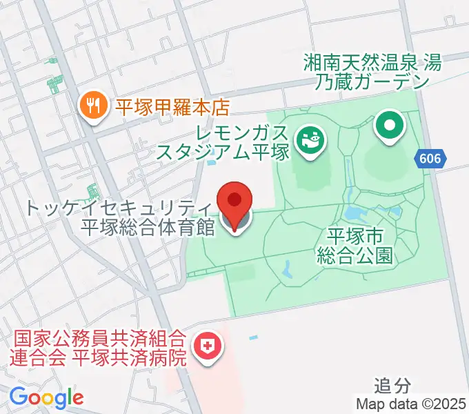 トッケイセキュリティ平塚総合体育館の地図