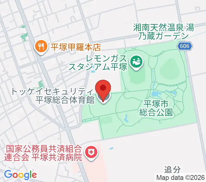 トッケイセキュリティ平塚総合体育館の地図