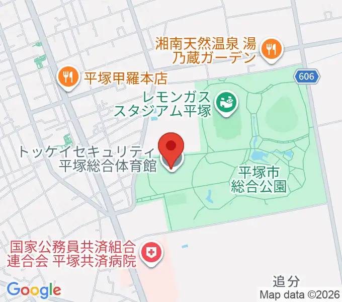 トッケイセキュリティ平塚総合体育館の地図