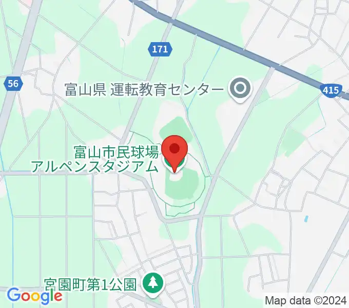 富山市民球場アルペンスタジアムの地図