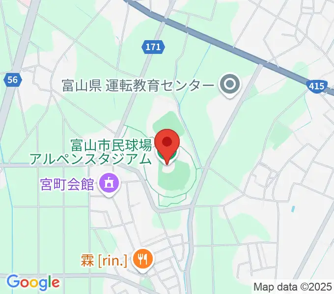 富山市民球場アルペンスタジアムの地図
