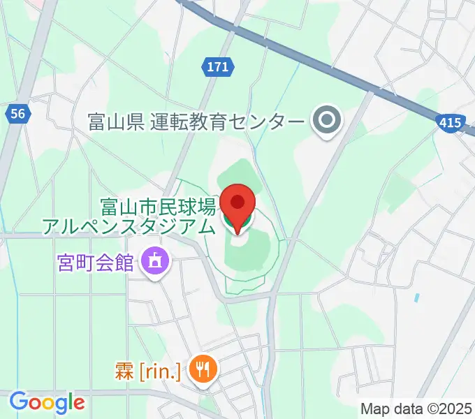 富山市民球場アルペンスタジアムの地図