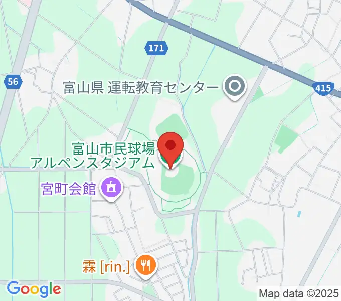 富山市民球場アルペンスタジアムの地図
