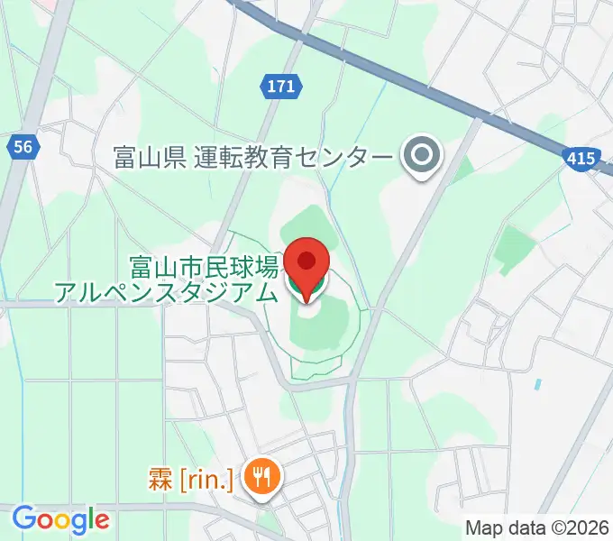 富山市民球場アルペンスタジアムの地図