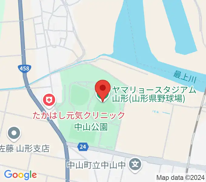 ヤマリョースタジアム山形の地図