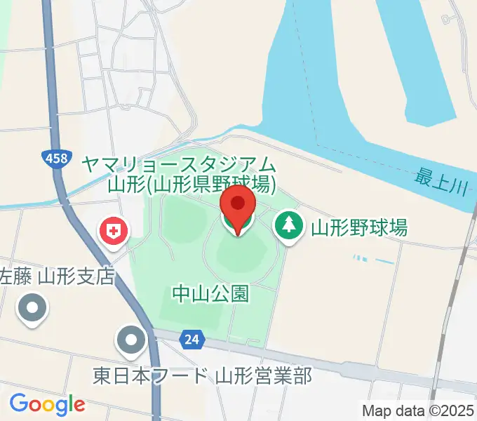 ヤマリョースタジアム山形の地図