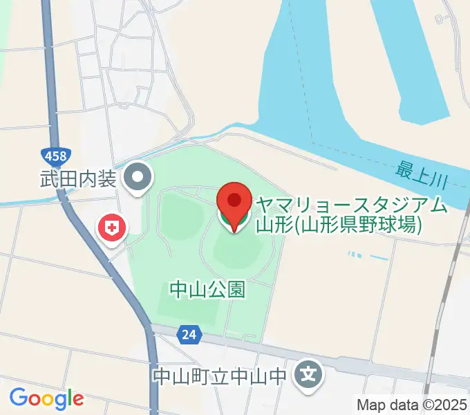 ヤマリョースタジアム山形の地図