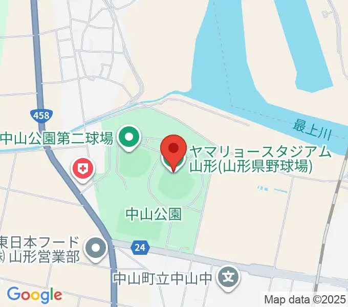 ヤマリョースタジアム山形の地図
