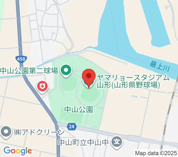 ヤマリョースタジアム山形の地図