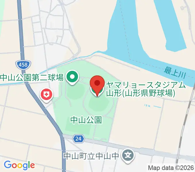 ヤマリョースタジアム山形の地図