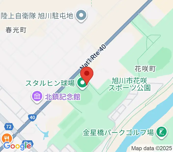 旭川スタルヒン球場の地図