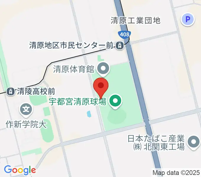 宇都宮清原球場の地図