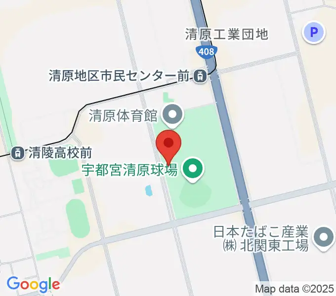 宇都宮清原球場の地図