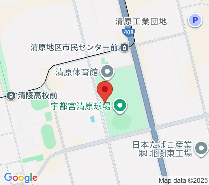 宇都宮清原球場の地図