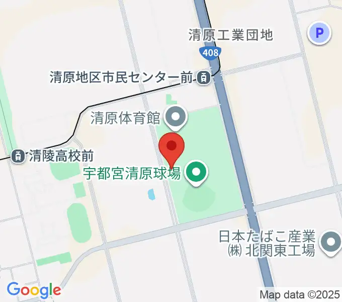 宇都宮清原球場の地図