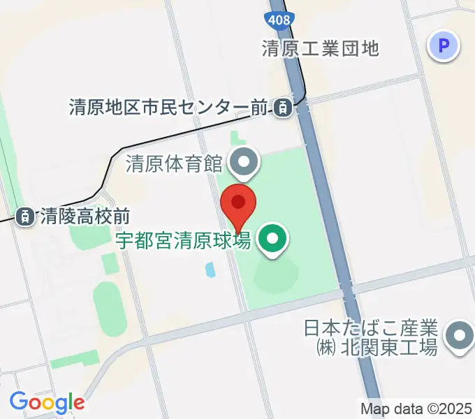 宇都宮清原球場の地図