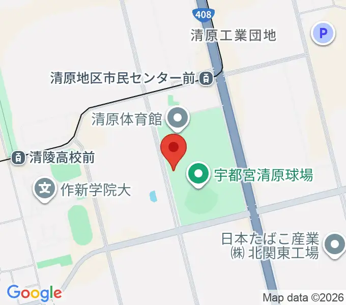 宇都宮清原球場の地図