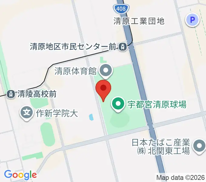 宇都宮清原球場の地図