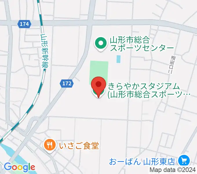 きらやかスタジアムの地図