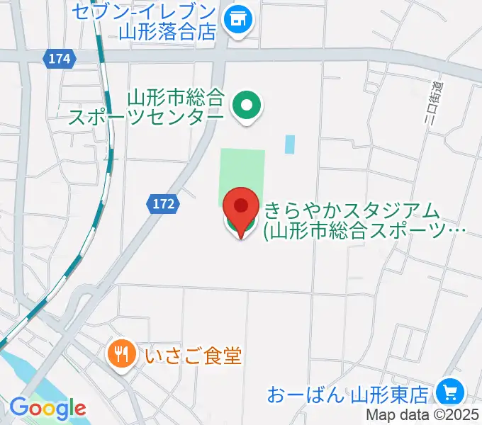 きらやかスタジアムの地図