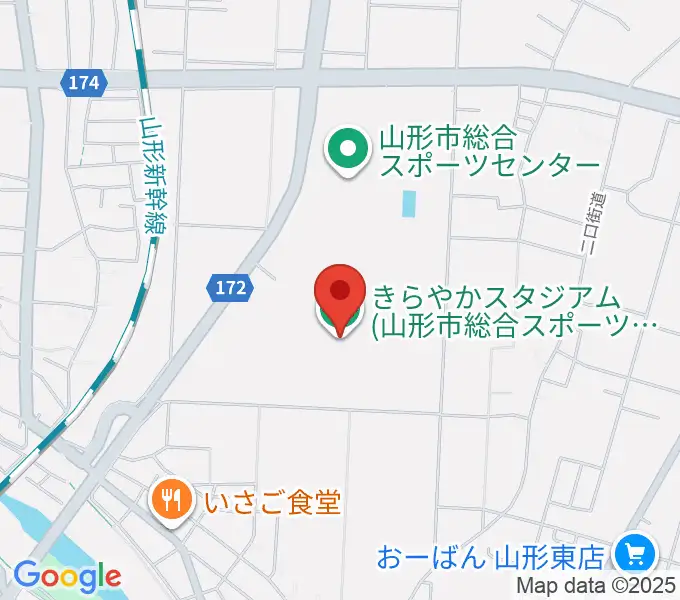 きらやかスタジアムの地図