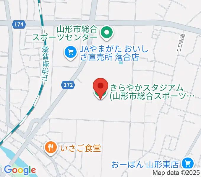 きらやかスタジアムの地図