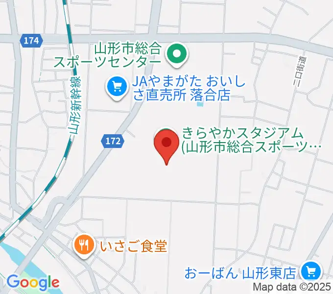 きらやかスタジアムの地図