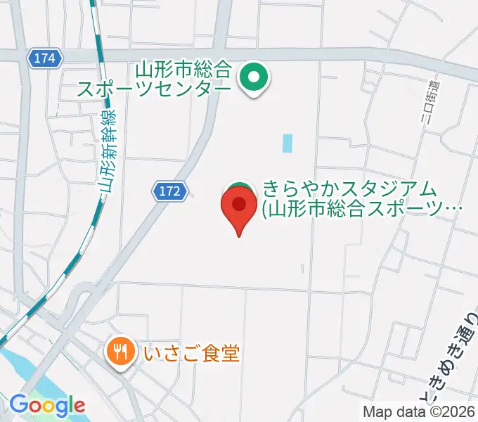 きらやかスタジアムの地図