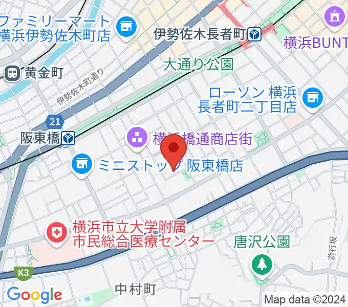 横浜橋スタジオの地図