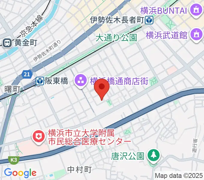 横浜橋スタジオの地図
