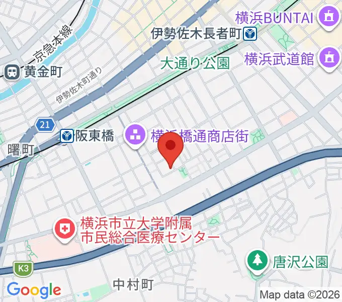 横浜橋スタジオの地図