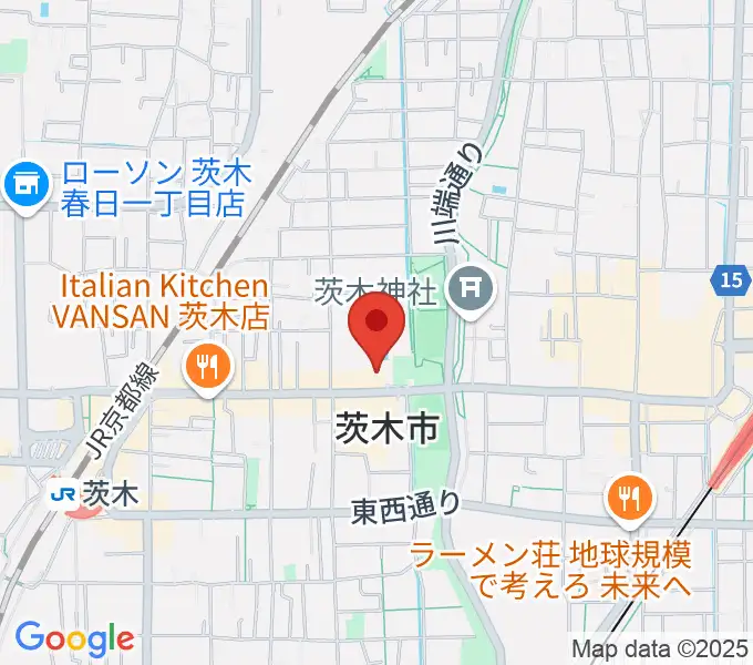 茨木市福祉文化会館オークシアターの地図