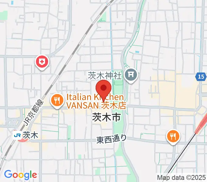 茨木市福祉文化会館オークシアターの地図
