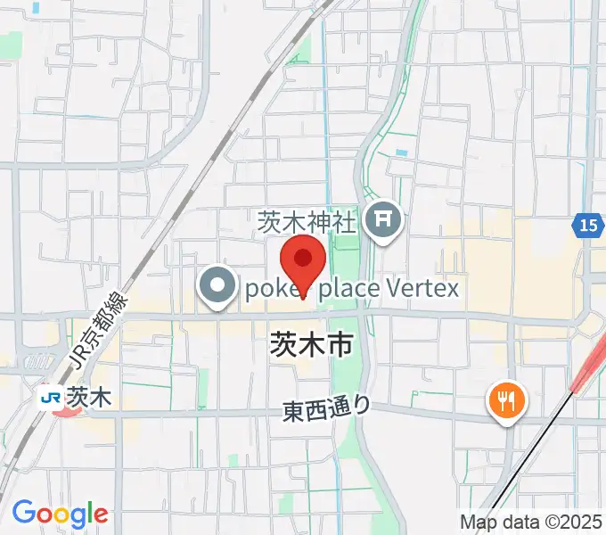 茨木市福祉文化会館オークシアターの地図