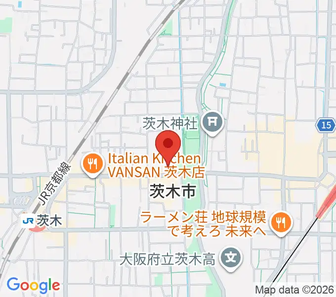 茨木市福祉文化会館オークシアターの地図