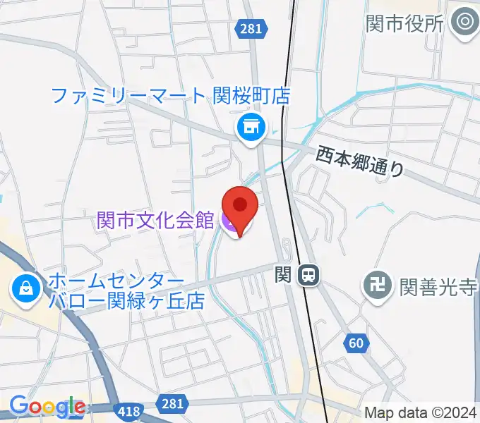 関市文化会館の地図