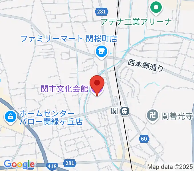 関市文化会館の地図
