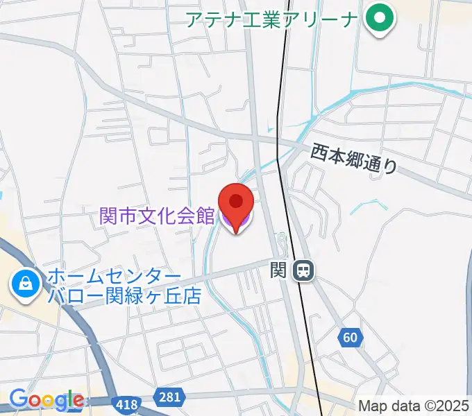 関市文化会館の地図