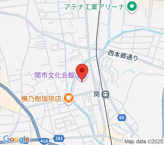 関市文化会館の地図