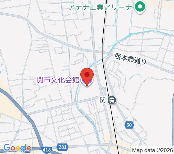 関市文化会館の地図