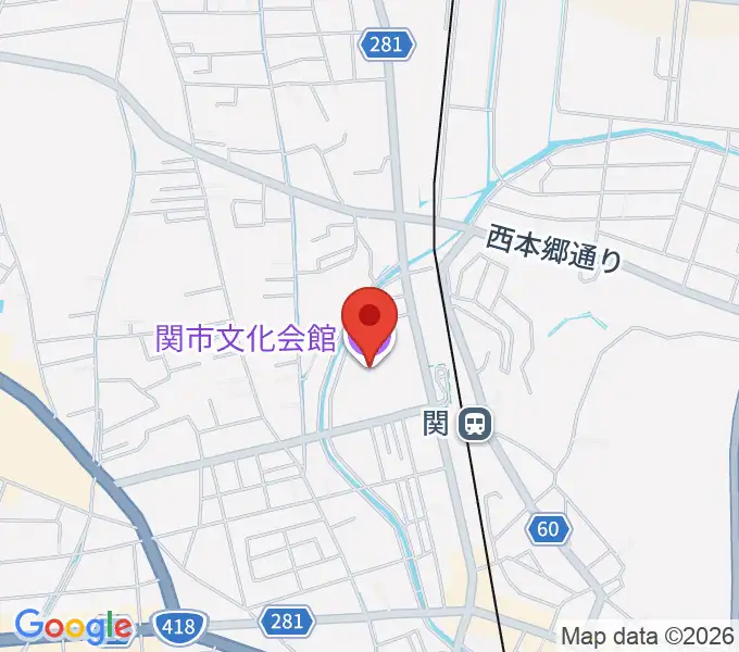 関市文化会館の地図