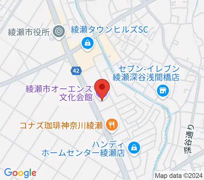 綾瀬市オーエンス文化会館の地図