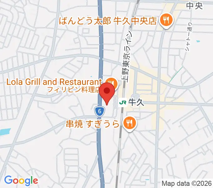 牛久市エスカード生涯学習センターの地図